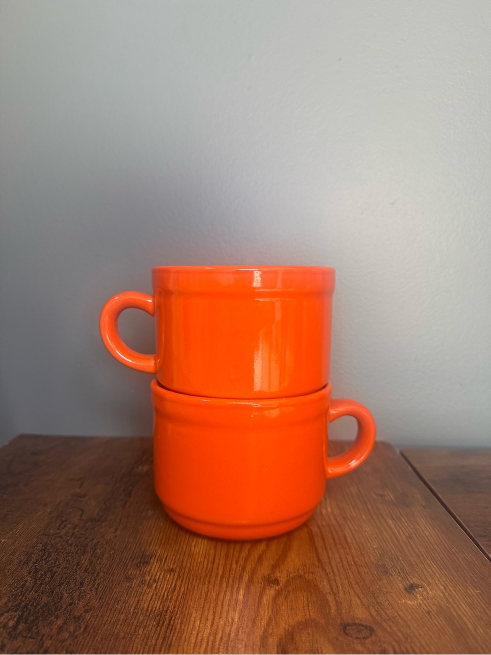 Royal Norfolk Bright Orange Ceramic Stackable Mugs - Set of 2